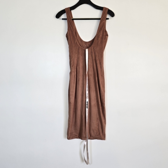 House Of CB Alanis Brown Faux Suede Fitted Midi Dress XS - Picture 5 of 12